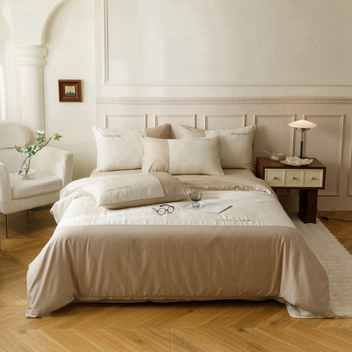 91家纺网 家纺一手货源 找家纺 金奇达2025新款【黛拉】-茧养莱赛尔四件套（标准号全网控价（折后券后）不低于228元） 黛拉-麦芽色