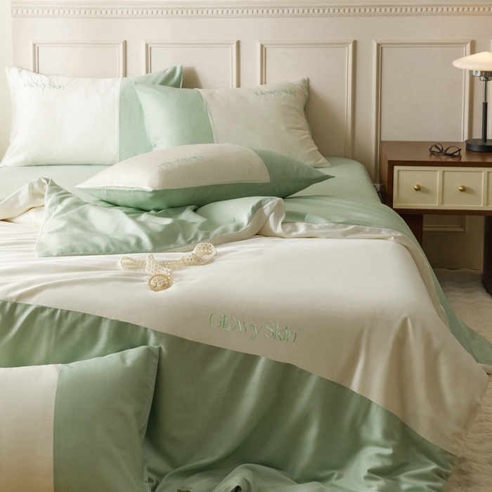 91家纺网 家纺一手货源 找家纺 金奇达2025新款【黛拉】-茧养莱赛尔四件套（标准号全网控价（折后券后）不低于228元） 黛拉-香草绿