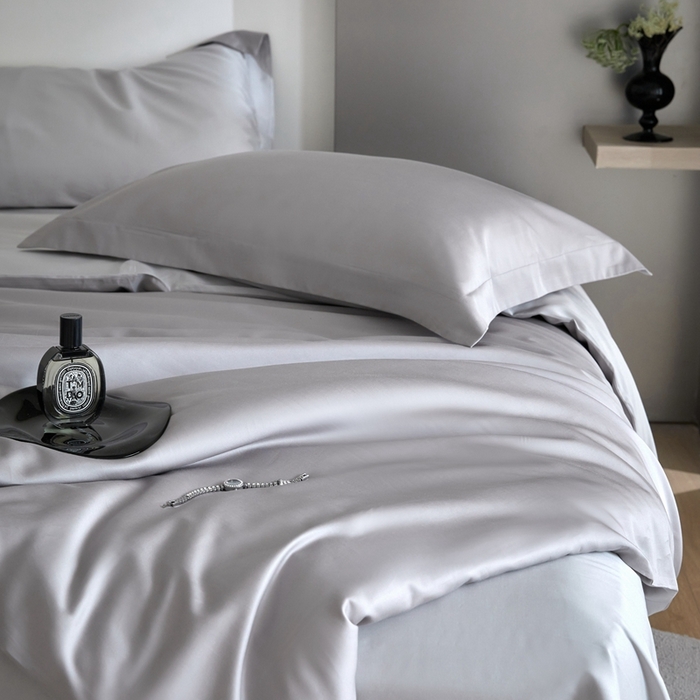 91家纺网 家纺一手货源 找家纺 金奇达2025新款【可芙】-轻氧水光天丝棉四件套（标准号全网控价（折后券后）不低于238元） 可芙-灰灰