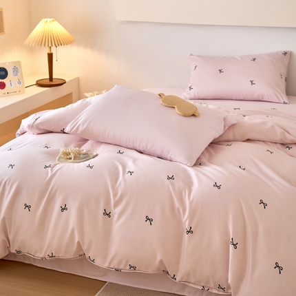 91家纺网 家纺一手货源 找家纺 （总）凯洛奇 2025新款简约小清新波点水洗冰丝天丝四件套-风格一