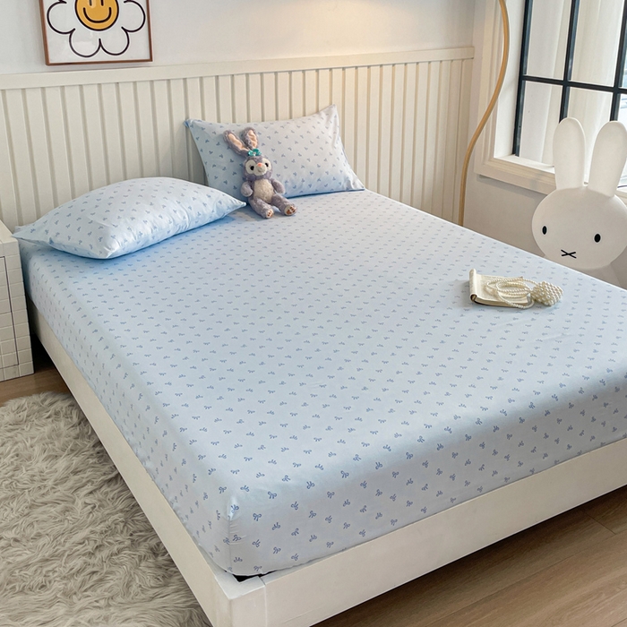 91家纺网 家纺一手货源 找家纺 芯元素 2025新款针织双层纱印花床笠 如初