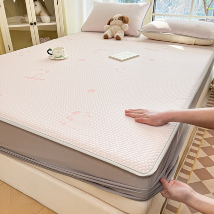 卡伦2025新款凉感丝凉豆豆凉席床笠提花系列 凉豆豆-卡皮巴拉粉