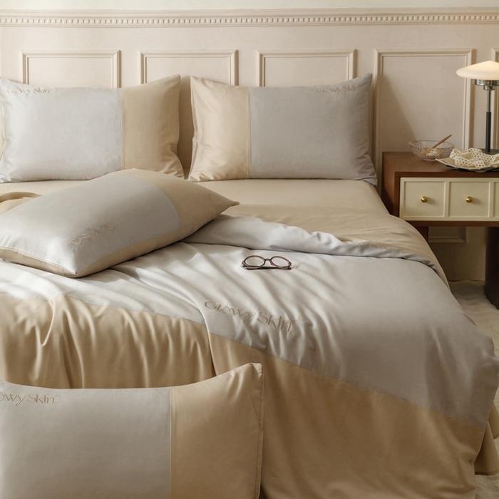 91家纺网 家纺一手货源 找家纺 金奇达2025新款【黛拉】-茧养莱赛尔四件套（标准号全网控价（折后券后）不低于228元） 黛拉-咖灰