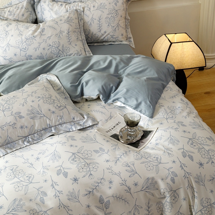 91家纺网 家纺一手货源 找家纺 金奇达2025新款【东方诗意】-轻氧水光莱赛尔（标准号全网控价（折后券后）不低于268） 洛晨蓝叶