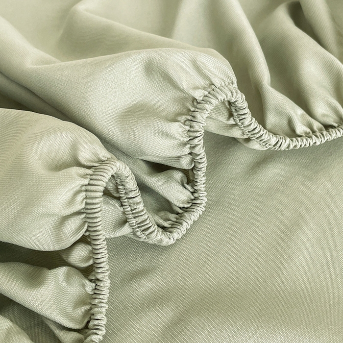 91家纺网 家纺一手货源 找家纺 芯元素 2025新款针织双层纱印花床笠 薄荷绿