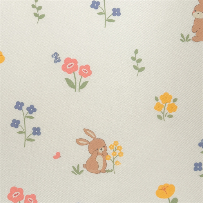 91家纺网 家纺一手货源 找家纺 雯豆家纺 2025夏季新品碳光冰丝凉席床笠款三件套印花小清新绑带冰丝席床罩 碳光冰丝席-床笠款-花丛小兔