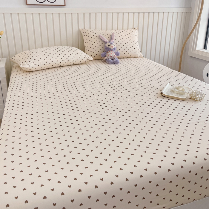 91家纺网 家纺一手货源 找家纺 芯元素 2025新款针织双层纱印花床笠 甜心-咖