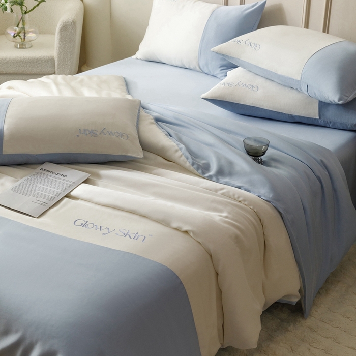 91家纺网 家纺一手货源 找家纺 金奇达2025新款【黛拉】-茧养莱赛尔四件套（标准号全网控价（折后券后）不低于228元） 黛拉-海风蓝