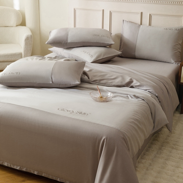 91家纺网 家纺一手货源 找家纺 金奇达2025新款【黛拉】-茧养莱赛尔四件套（标准号全网控价（折后券后）不低于228元） 黛拉-云母灰