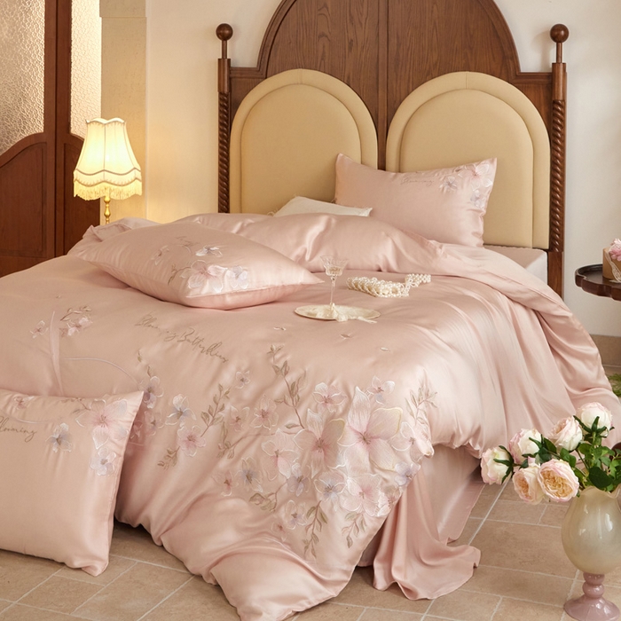 91家纺网 家纺一手货源 找家纺 爱缦 新款60支莱赛尔四件套-至真系列 玉粉