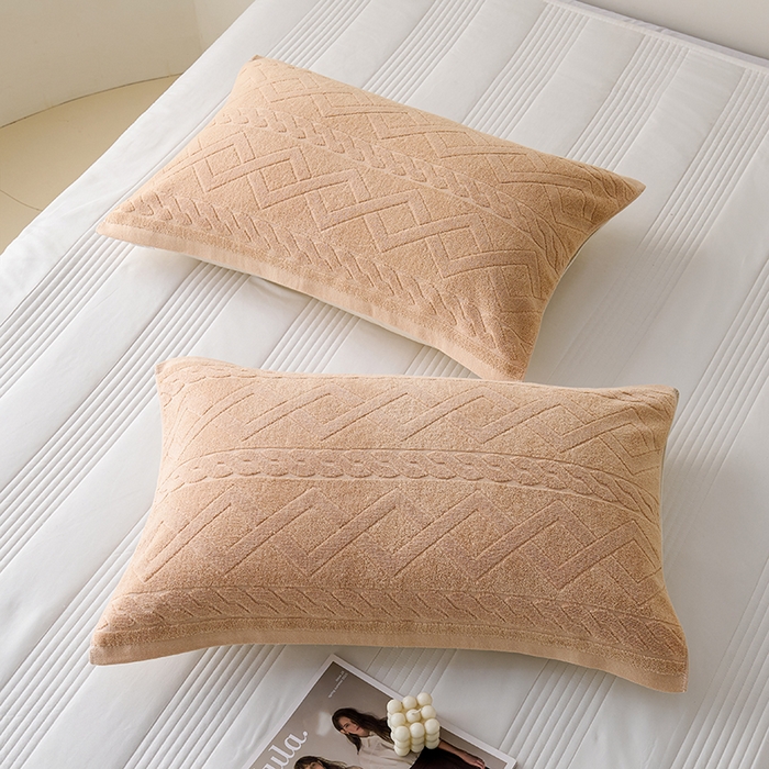 91家纺网 家纺一手货源 找家纺 悦然毛巾被 2025新款全棉老式枕巾毛圈款 旧时光咖啡一只