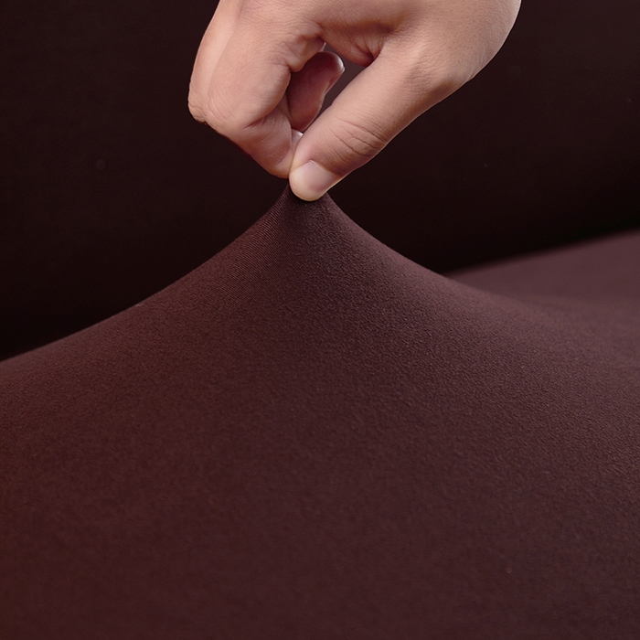 91家纺网 家纺一手货源 找家纺 共鸣沙发套 新款牛奶丝覆膜防水纯色系列沙发套 栗色