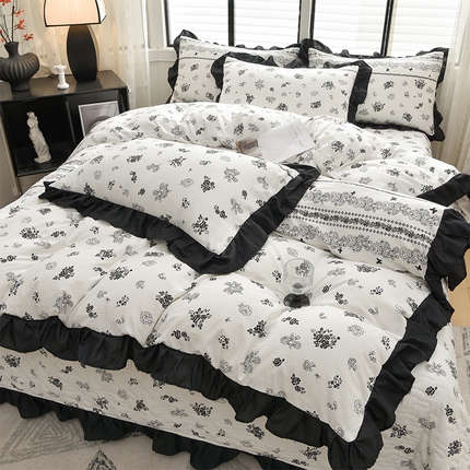91家纺网 家纺一手货源 找家纺 （总）斯尔顿 2025新款水洗棉赫本风床盖四件套