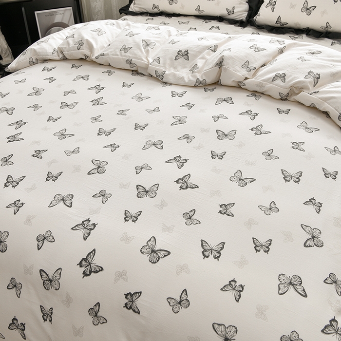 91家纺网 家纺一手货源 找家纺 （总）斯尔顿 2025新款水洗棉赫本风床盖四件套