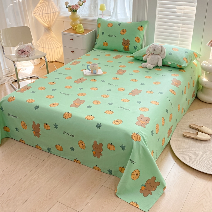 91家纺网 家纺一手货源 找家纺 米柳2025新款原棉老粗布凉席系列 南瓜小熊