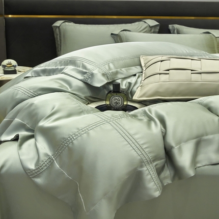 91家纺网 家纺一手货源 找家纺 金奇达2025新款茧养莱赛尔四件套-CR埋绳（标准号全网控价（折后券后）不低于258元） 云溪绿