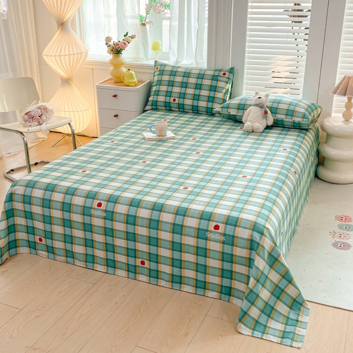 91家纺网 家纺一手货源 找家纺 米柳2025新款原棉老粗布凉席系列 绿小格