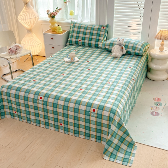 91家纺网 家纺一手货源 找家纺 米柳2025新款原棉老粗布凉席系列 绿小格