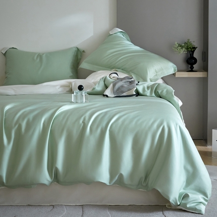 金奇达2025新款【可芙】-轻氧水光天丝棉四件套（标准号全网控价（折后券后）不低于238元） 可芙-绿+白