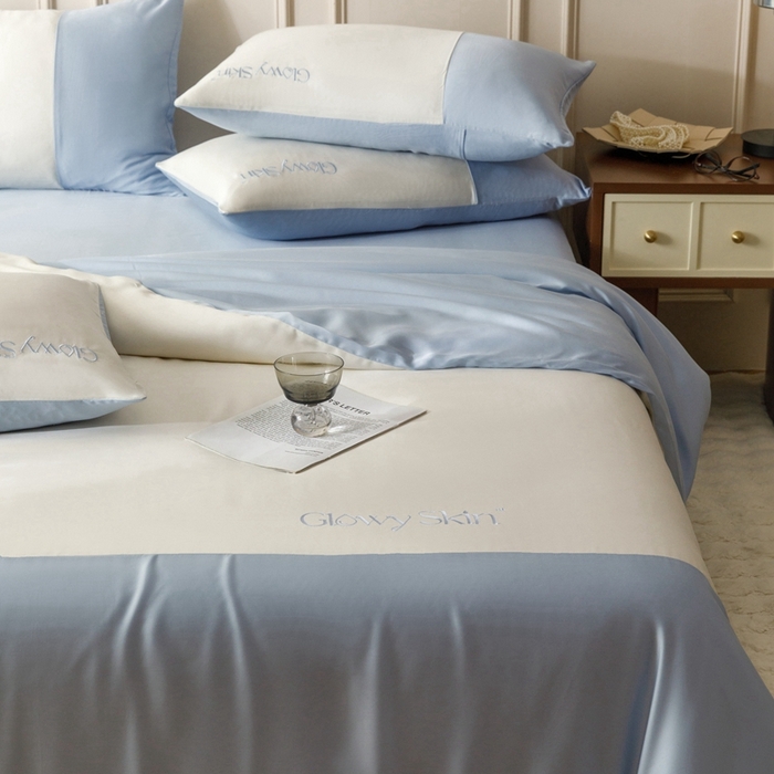 91家纺网 家纺一手货源 找家纺 金奇达2025新款【黛拉】-茧养莱赛尔四件套（标准号全网控价（折后券后）不低于228元） 黛拉-海风蓝