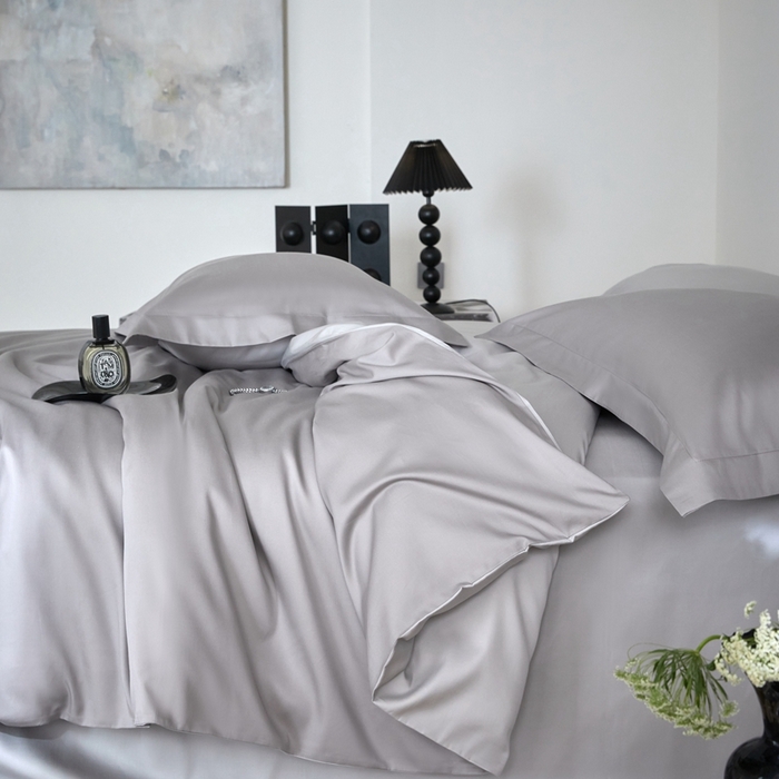 91家纺网 家纺一手货源 找家纺 金奇达2025新款【可芙】-轻氧水光天丝棉四件套（标准号全网控价（折后券后）不低于238元） 可芙-灰灰