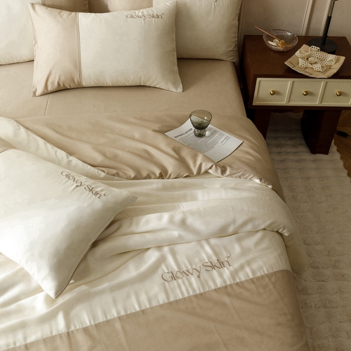 91家纺网 家纺一手货源 找家纺 金奇达2025新款【黛拉】-茧养莱赛尔四件套（标准号全网控价（折后券后）不低于228元） 黛拉-麦芽色