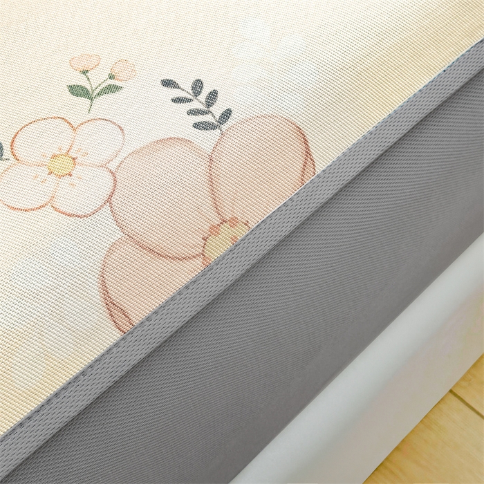 91家纺网 家纺一手货源 找家纺 雯豆家纺 2025夏季新品冰藤印花床笠三件套加厚冰丝软藤席小清新印花床罩单件 冰藤席-床笠款-邂逅