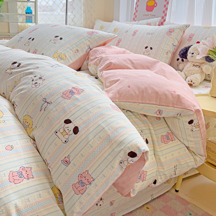 91家纺网 家纺一手货源 找家纺 棉生活家纺 2025新款ins全棉小清新系列单品被套 治愈萌宠