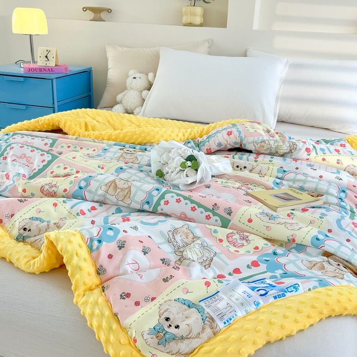 91家纺网 家纺一手货源 找家纺 爱宝被业 2025新款豆豆夏被 猫狗之家