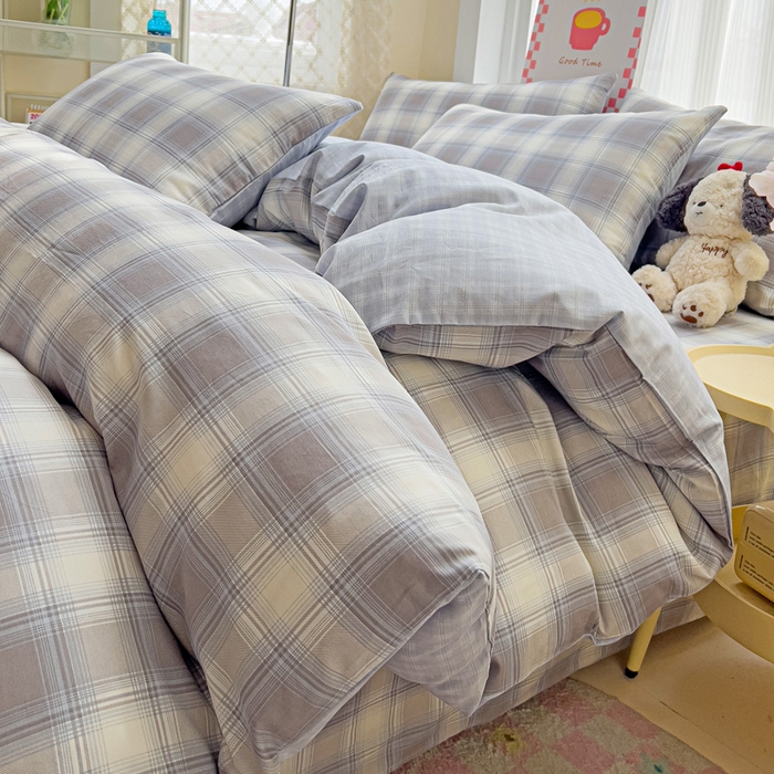 91家纺网 家纺一手货源 找家纺 棉生活家纺 2025新款ins全棉小清新系列单品被套 摩卡条纹