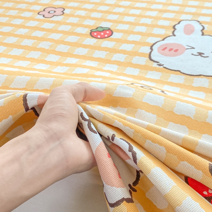 91家纺网 家纺一手货源 找家纺 米柳2025新款原棉老粗布凉席系列 樱桃兔