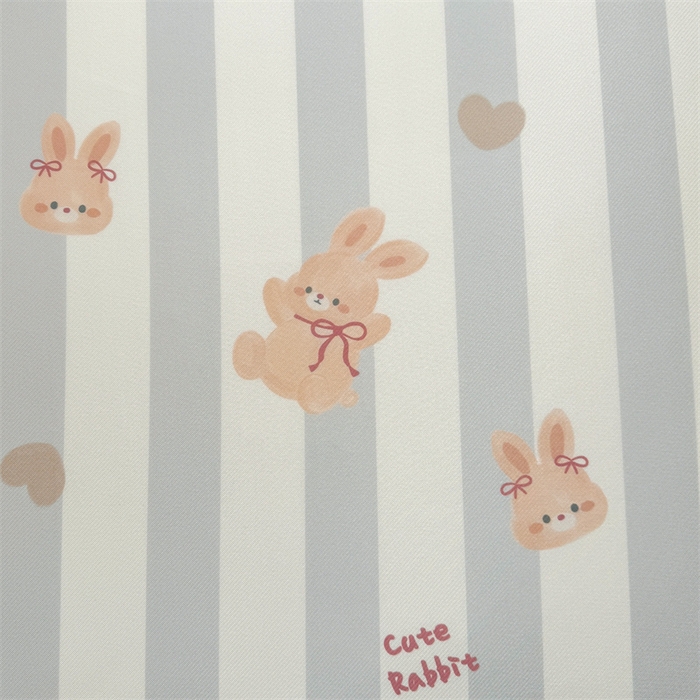 91家纺网 家纺一手货源 找家纺 雯豆家纺 2025夏季新品碳光冰丝凉席床笠款三件套印花小清新绑带冰丝席床罩 碳光冰丝席-床笠款-条纹兔