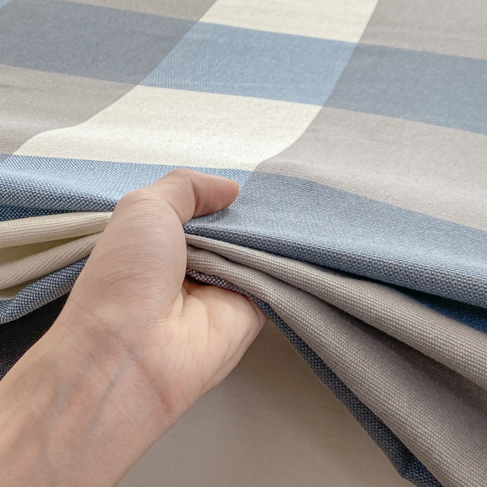 91家纺网 家纺一手货源 找家纺 米柳2025新款原棉老粗布凉席系列 湛蓝大格
