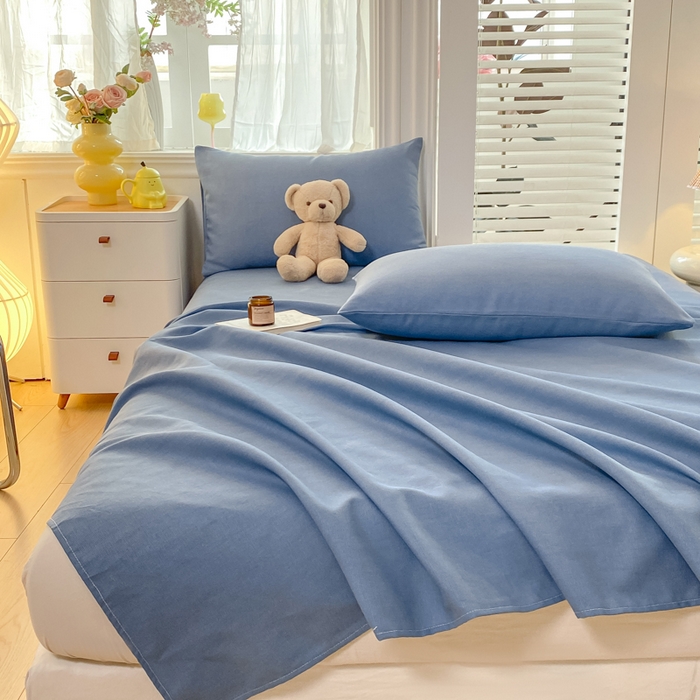 91家纺网 家纺一手货源 找家纺 米柳2025新款原棉老粗布凉席系列 海洋蓝