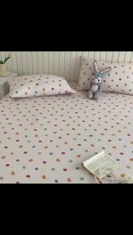 91家纺网 家纺一手货源 找家纺 芯元素 2025新款针织双层纱印花床笠 小南瓜