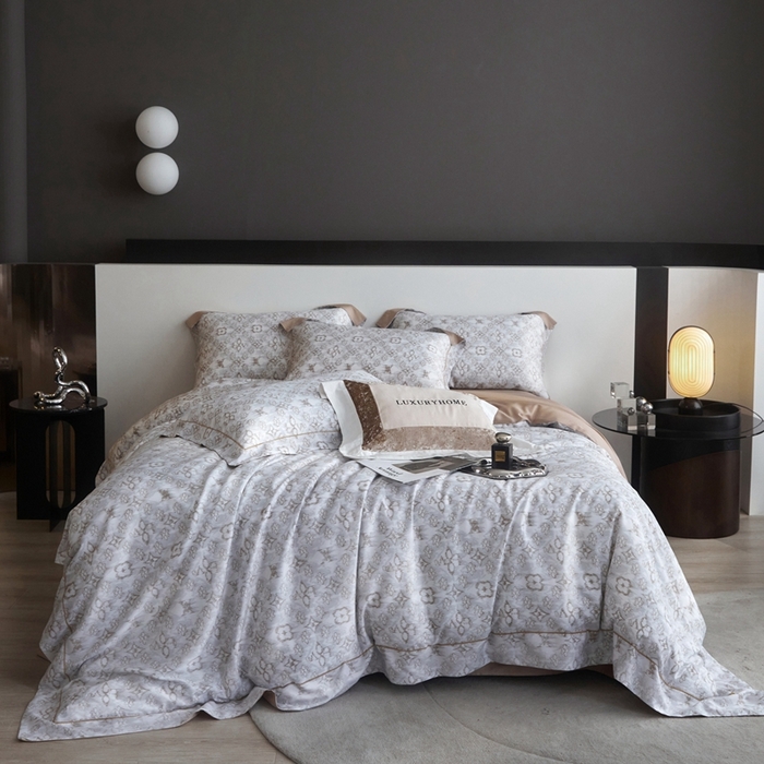 91家纺网 家纺一手货源 找家纺 金奇达2025新款【 巴赫之音】-茧养莱赛尔四件套（标准号全网控价（折后券后）不低于258元） 佩洛斯-奶咖