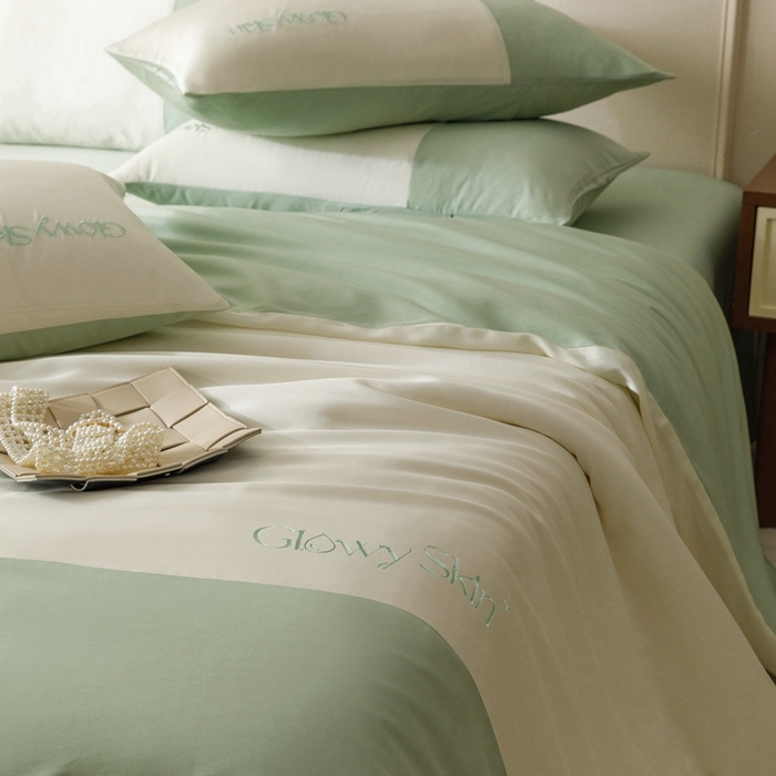 91家纺网 家纺一手货源 找家纺 金奇达2025新款【黛拉】-茧养莱赛尔四件套（标准号全网控价（折后券后）不低于228元） 黛拉-香草绿