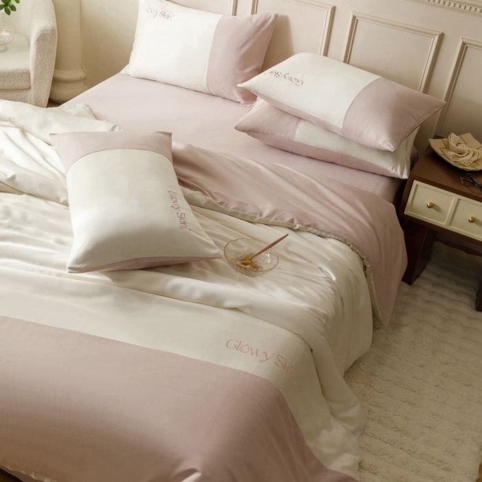 91家纺网 家纺一手货源 找家纺 金奇达2025新款【黛拉】-茧养莱赛尔四件套（标准号全网控价（折后券后）不低于228元） 黛拉-香草粉