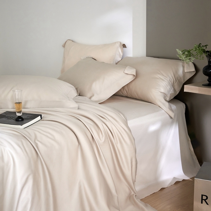 91家纺网 家纺一手货源 找家纺 金奇达2025新款【可芙】-轻氧水光天丝棉四件套（标准号全网控价（折后券后）不低于238元） 可芙-米茶