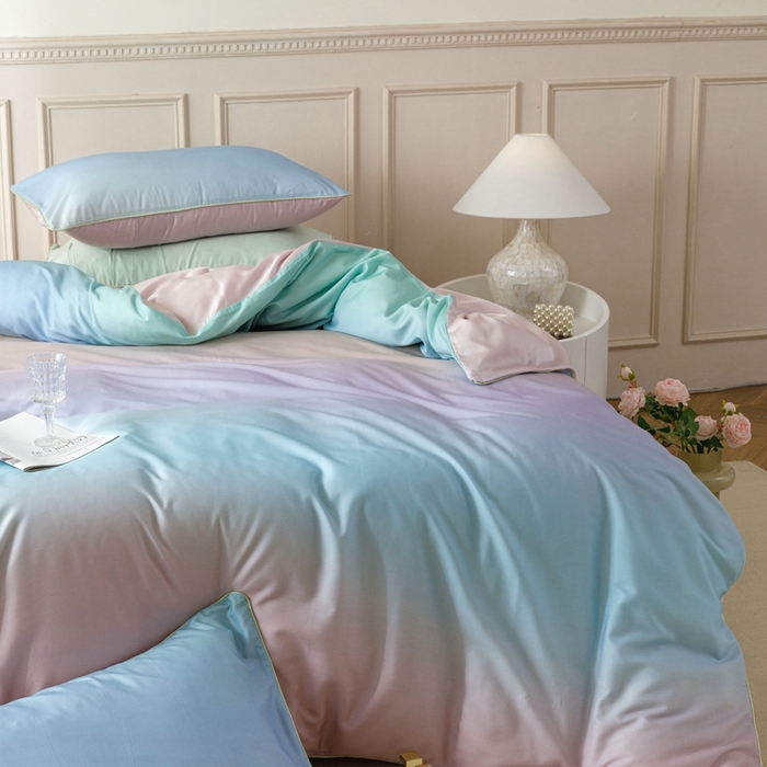 91家纺网 家纺一手货源 找家纺 金奇达2025新款【格林】-轻氧水光莱赛尔四件套（标准号全网控价（折后券后）不低于268元） 星河入梦