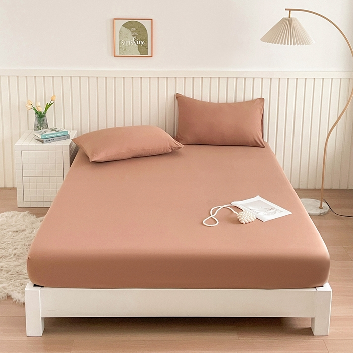 91家纺网 家纺一手货源 找家纺 芯元素 2025新款针织双层纱印花床笠 丝雾棕