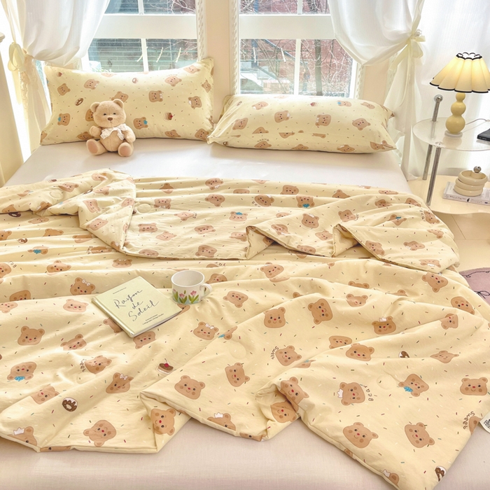 91家纺网 家纺一手货源 找家纺 星巴k家纺 2025糯糯棉A类大豆蛋白纤维夏凉被双层纱水洗棉夏被大豆被 芝士小熊