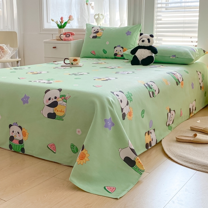 91家纺网 家纺一手货源 找家纺 米柳2025新款原棉老粗布凉席系列 小熊猫