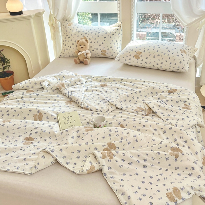 91家纺网 家纺一手货源 找家纺 星巴k家纺 2025糯糯棉A类大豆蛋白纤维夏凉被双层纱水洗棉夏被大豆被 紫色小狗