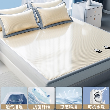 孩子王家纺 2025新款轻柔丝凉席冰丝席-白熊日记系列 床笠款-柠檬黄