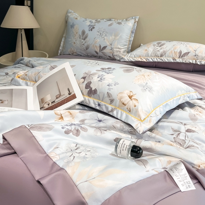 91家纺网 家纺一手货源 找家纺 佳品居 2025新款直播水洗天丝夏被冰丝夏凉被空调被四件套 羽叶