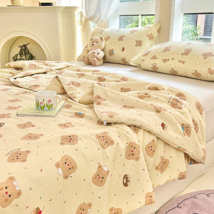 91家纺网 家纺一手货源 找家纺 星巴k家纺 2025糯糯棉A类大豆蛋白纤维夏凉被双层纱水洗棉夏被大豆被 芝士小熊