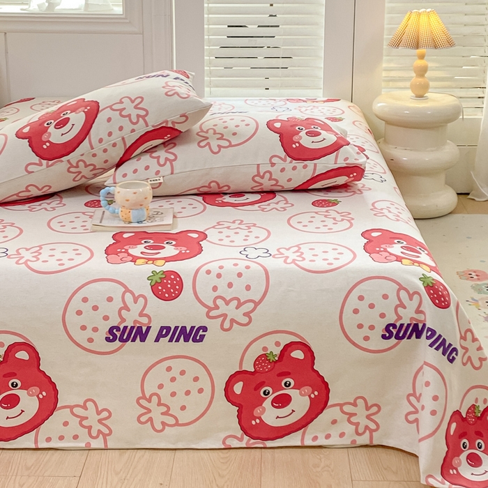 91家纺网 家纺一手货源 找家纺 米柳2025新款原棉老粗布凉席系列 草莓熊