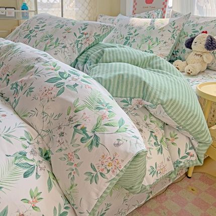 91家纺网 家纺一手货源 找家纺 （总）棉生活家纺 2025新款ins全棉小清新系列单品被套