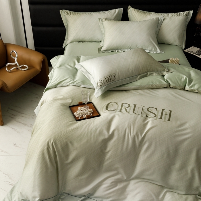 91家纺网 家纺一手货源 找家纺 金奇达2025新款【露娜】-轻氧水光天丝棉四件套（标准号全网控价（折后券后）不低于298元） 露娜-复古绿